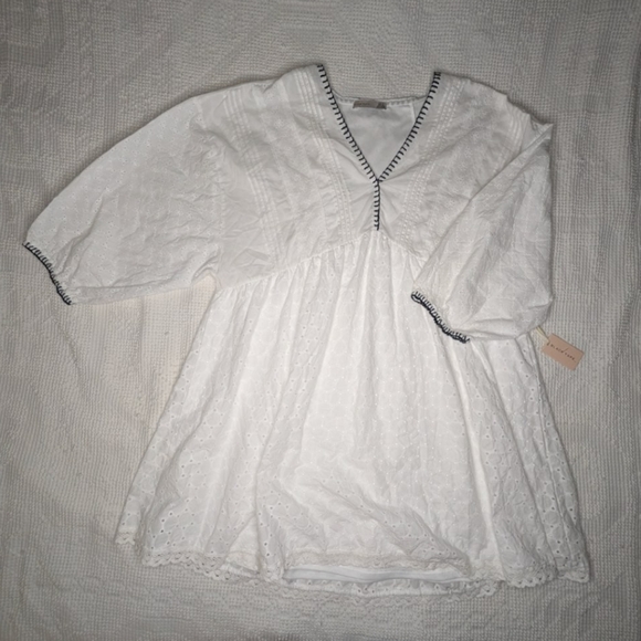 Black Tapeâ•‘White Eyelet Babydoll Dressâ•‘Size XL - Picture 2 of 8